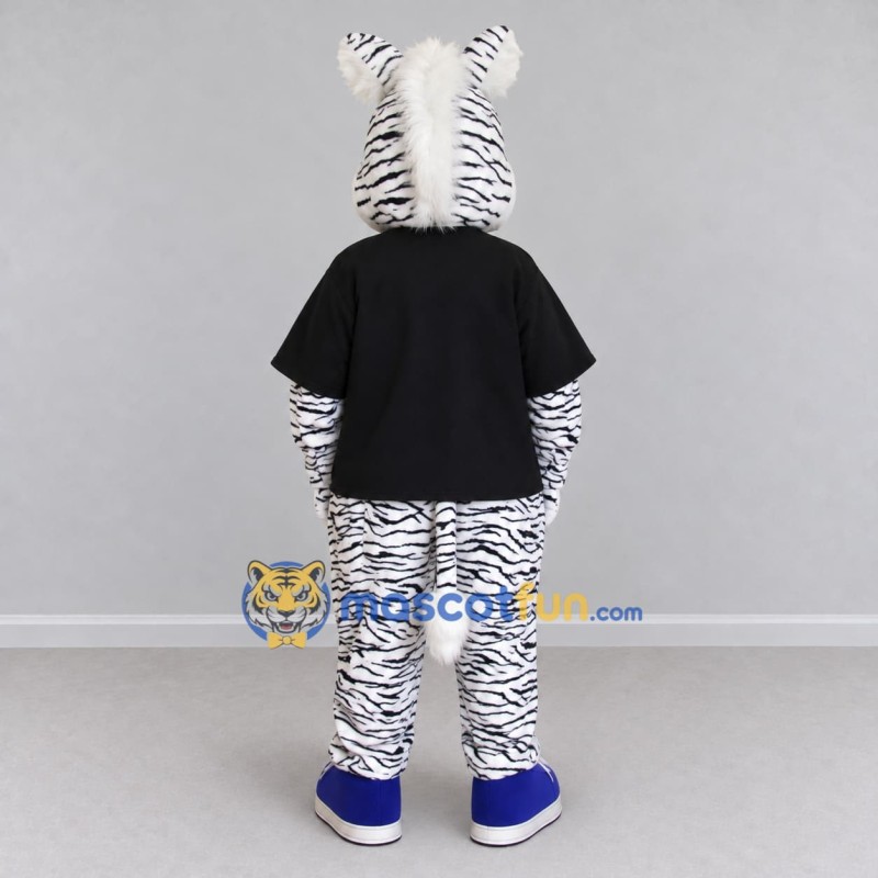 Custom Black and White Zebra in a T-Shirt Mascot Costume Adult Full Body Suit for School Events Custom Black and White Zebra in a T-Shirt Mascot Costume Adult Full Body Suit for School Events