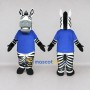 Custom Black and Blue Zebra in a T-Shirt Mascot Costume Adult Full Body Suit for School Events
