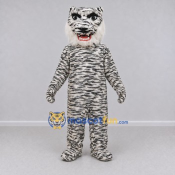 Custom White and Black Tiger Mascot Costume Adult Full Body Suit for Wildlife Events Custom White and Black Tiger Mascot Costume Adult Full Body Suit for Wildlife Events