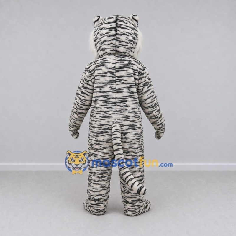 Custom White and Black Tiger Mascot Costume Adult Full Body Suit for Wildlife Events Custom White and Black Tiger Mascot Costume Adult Full Body Suit for Wildlife Events