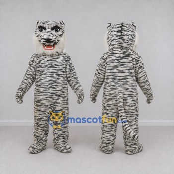 Custom White and Black Tiger Mascot Costume Adult Full Body Suit for Wildlife Events