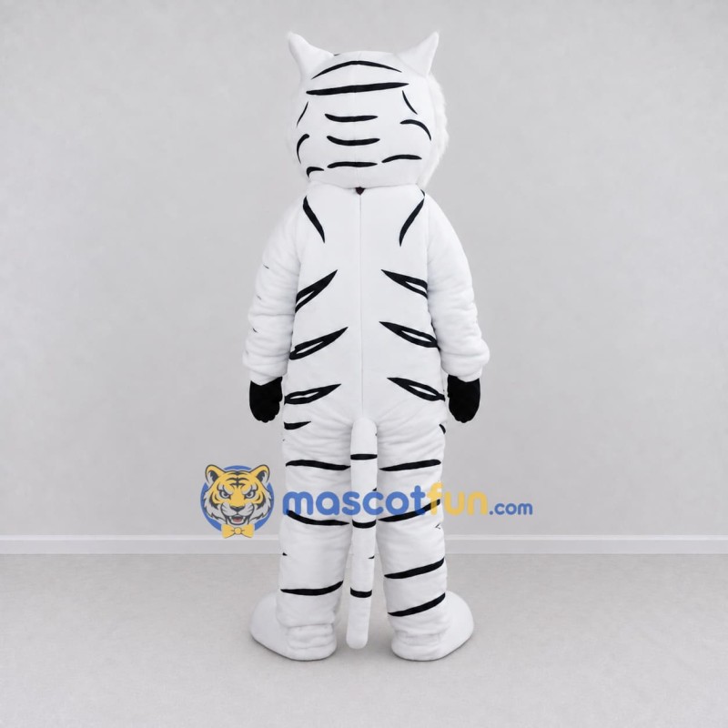 Custom White and Black Tiger Mascot Costume Adult Full Body Suit for Wildlife Events Custom White and Black Tiger Mascot Costume Adult Full Body Suit for Wildlife Events