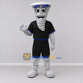 Custom Gray and Black Tornado in Sportswear Mascot Costume Adult Full Body Suit for Sports Events Custom Gray and Black Tornado in Sportswear Mascot Costume Adult Full Body Suit for Sports Events