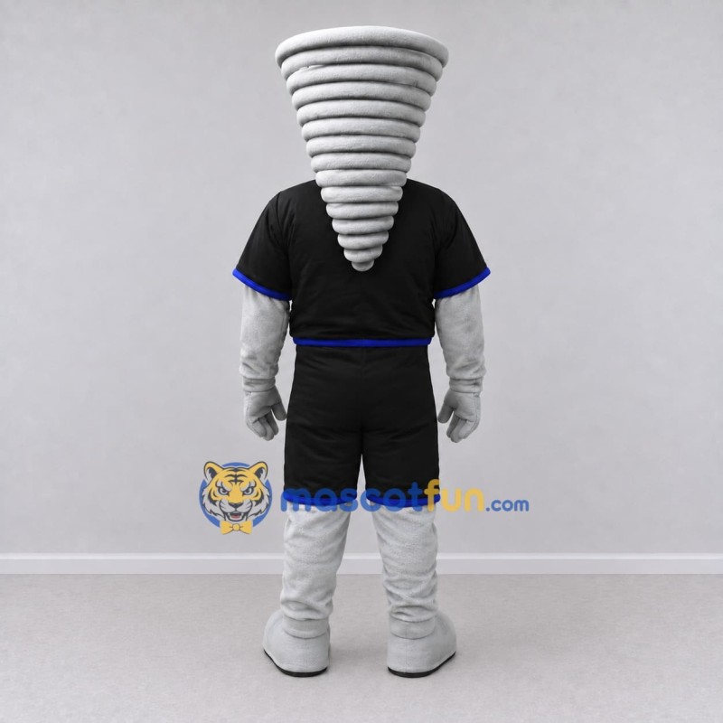 Custom Gray and Black Tornado in Sportswear Mascot Costume Adult Full Body Suit for Sports Events Custom Gray and Black Tornado in Sportswear Mascot Costume Adult Full Body Suit for Sports Events