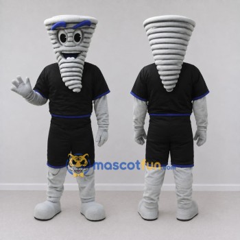 Custom Gray and Black Tornado in Sportswear Mascot Costume Adult Full Body Suit for Sports Events