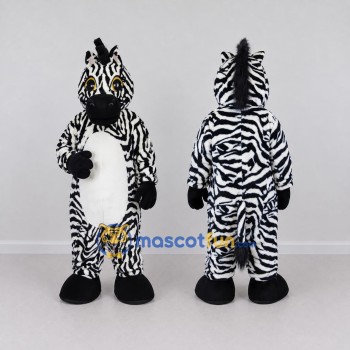 Custom Black and White Zebra Character Mascot Costume Adult Full Body Suit for School Events