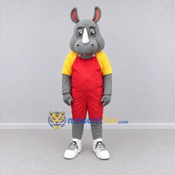 Custom Gray and Red Rhinoceros in Sportswear Mascot Costume Adult Full Body Suit for Sports Events Custom Gray and Red Rhinoceros in Sportswear Mascot Costume Adult Full Body Suit for Sports Events