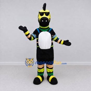 Custom Yellow and Black Zebra in Sunglasses and Sportswear Mascot Costume Adult Full Body Suit for Sports Events Custom Yellow and Black Zebra in Sunglasses and Sportswear Mascot Costume Adult Full Body Suit for Sports Events