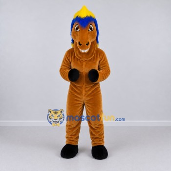 Custom Brown and Multicolor Horse with a Colorful Mane Mascot Costume Adult Full Body Suit for Theme Parties