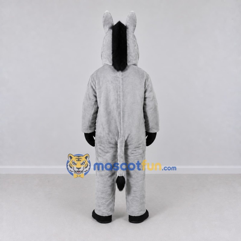 Custom Gray and Black Horse Mascot Costume Adult Full Body Suit for Farm Events