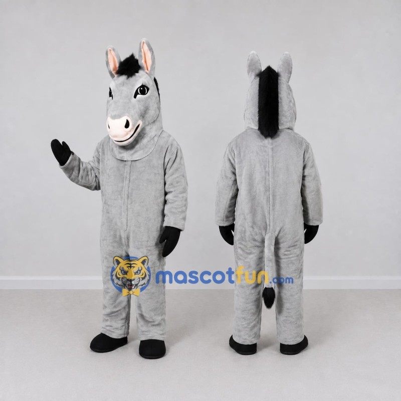 Custom Gray and Black Horse Mascot Costume Adult Full Body Suit for Farm Events