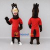 Custom Brown and Red Horse in Sportswear Mascot Costume Adult Full Body Suit for Sports Events Custom Brown and Red Horse in Sportswear Mascot Costume Adult Full Body Suit for Sports Events