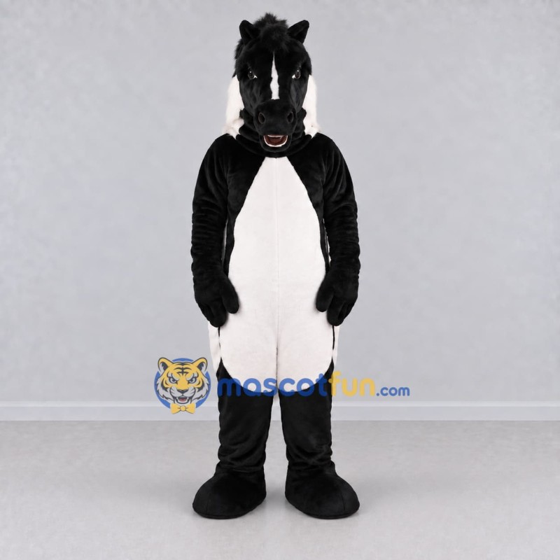 Custom Black and White Horse Mascot Costume Adult Full Body Suit for Farm Events Custom Black and White Horse Mascot Costume Adult Full Body Suit for Farm Events