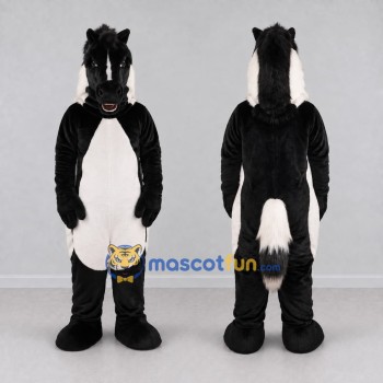 Custom Black and White Horse Mascot Costume Adult Full Body Suit for Farm Events
