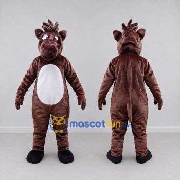 Custom Brown and White Horse Character Mascot Costume Adult Full Body Suit for Farm Events