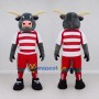 Custom Gray and Red Bull in Sportswear Mascot Costume Adult Full Body Suit for Sports Events