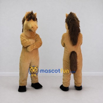 Custom Tan and Brown Horse Mascot Costume Adult Full Body Suit for Farm Events