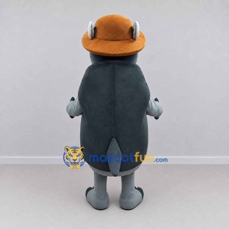 Custom Gray and Brown Walrus in a Cowboy Hat Mascot Costume Adult Full Body Suit for Ocean Events Custom Gray and Brown Walrus in a Cowboy Hat Mascot Costume Adult Full Body Suit for Ocean Events