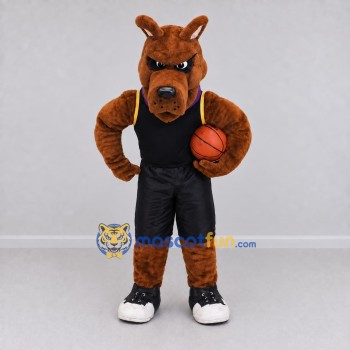 Custom Brown and Black Dog in Basketball Sportswear Mascot Costume Adult Full Body Suit for Sports Events Custom Brown and Black Dog in Basketball Sportswear Mascot Costume Adult Full Body Suit for Sports Events