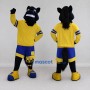 Custom Black and Yellow Horse in Sportswear Mascot Costume Adult Full Body Suit for Sports Events