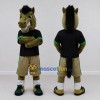 Custom Brown and Black Horse in Sportswear Mascot Costume Adult Full Body Suit for Sports Events Custom Brown and Black Horse in Sportswear Mascot Costume Adult Full Body Suit for Sports Events