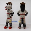 Custom Gray and Brown Horse in a Cowboy Hat Mascot Costume Adult Full Body Suit for Theme Parties Custom Gray and Brown Horse in a Cowboy Hat Mascot Costume Adult Full Body Suit for Theme Parties
