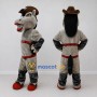Custom Gray and Brown Horse in a Cowboy Hat Mascot Costume Adult Full Body Suit for Theme Parties