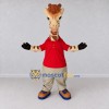 Custom Tan and Red Giraffe in a Shirt and Pants Mascot Costume Adult Full Body Suit for School Events