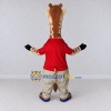 Custom Tan and Red Giraffe in a Shirt and Pants Mascot Costume Adult Full Body Suit for School Events