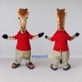 Custom Tan and Red Giraffe in a Shirt and Pants Mascot Costume Adult Full Body Suit for School Events