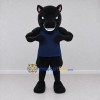 Custom Black and Navy Blue Panther in a T-Shirt Mascot Costume Adult Full Body Suit for Sports Events Custom Black and Navy Blue Panther in a T-Shirt Mascot Costume Adult Full Body Suit for Sports Events