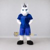 Custom White and Blue Unicorn in Sportswear Mascot Costume Adult Full Body Suit for Sports Events Custom White and Blue Unicorn in Sportswear Mascot Costume Adult Full Body Suit for Sports Events