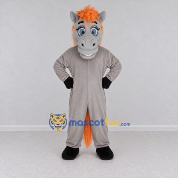 Custom Gray and Orange Horse Mascot Costume Adult Full Body Suit for Farm Events Custom Gray and Orange Horse Mascot Costume Adult Full Body Suit for Farm Events