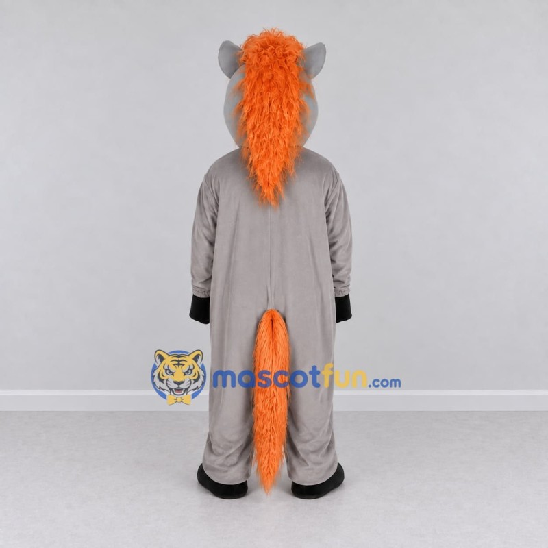 Custom Gray and Orange Horse Mascot Costume Adult Full Body Suit for Farm Events Custom Gray and Orange Horse Mascot Costume Adult Full Body Suit for Farm Events