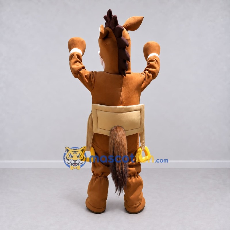 Custom Brown and Tan Horse with a Saddle Mascot Costume Adult Full Body Suit for Theme Parties Custom Brown and Tan Horse with a Saddle Mascot Costume Adult Full Body Suit for Theme Parties