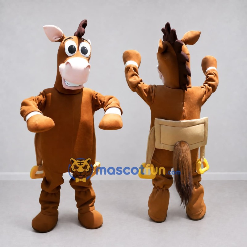 Custom Brown and Tan Horse with a Saddle Mascot Costume Adult Full Body Suit for Theme Parties Custom Brown and Tan Horse with a Saddle Mascot Costume Adult Full Body Suit for Theme Parties