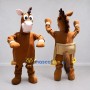 Custom Brown and Tan Horse with a Saddle Mascot Costume Adult Full Body Suit for Theme Parties