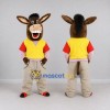 Custom Brown and Yellow Donkey in a Vest and Pants Mascot Costume Adult Full Body Suit for School Events Custom Brown and Yellow Donkey in a Vest and Pants Mascot Costume Adult Full Body Suit for School Events