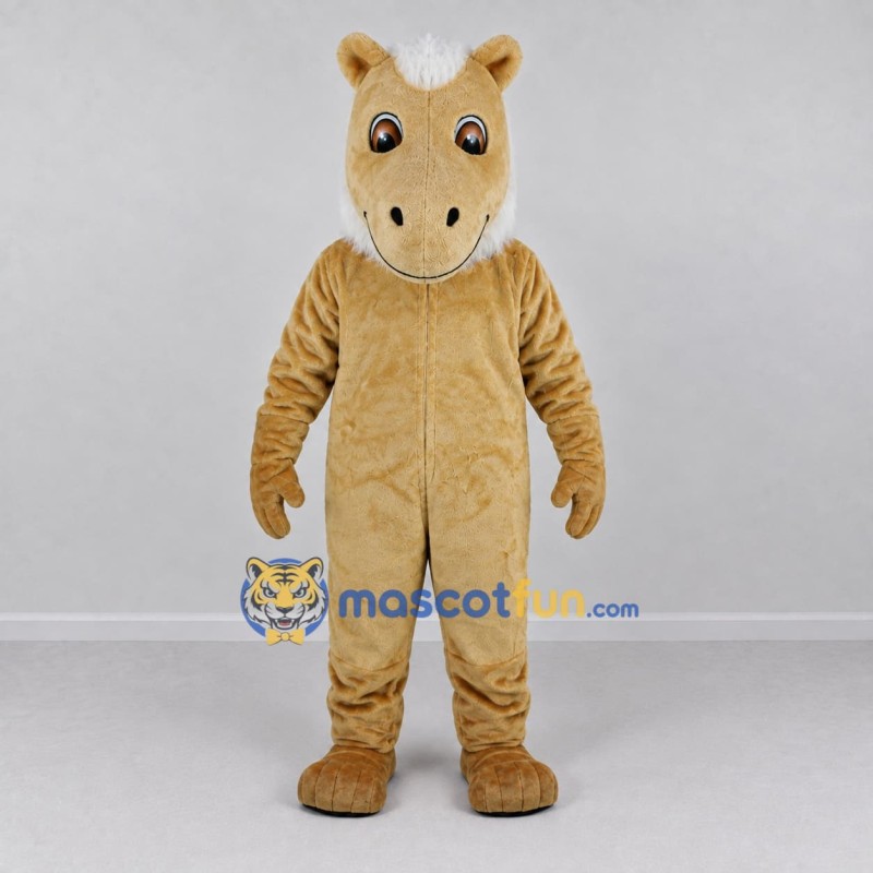 Custom Tan and White Horse Mascot Costume Adult Full Body Suit for Farm Events Custom Tan and White Horse Mascot Costume Adult Full Body Suit for Farm Events