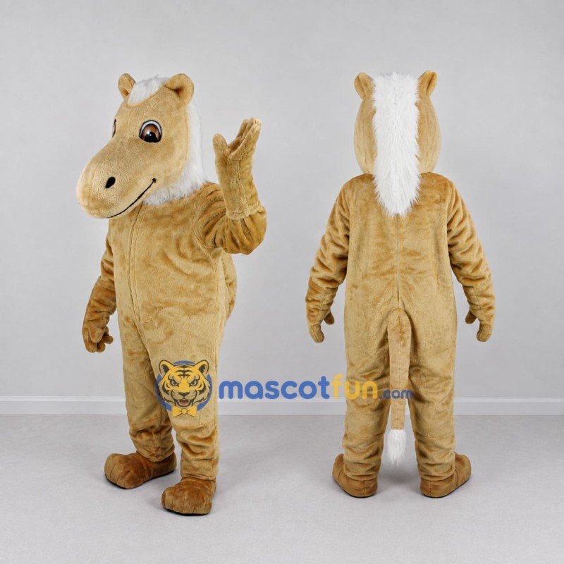 Custom Tan and White Horse Mascot Costume Adult Full Body Suit for Farm Events Custom Tan and White Horse Mascot Costume Adult Full Body Suit for Farm Events