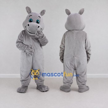 Custom Gray Hippopotamus Mascot Costume Adult Full Body Suit for Wildlife Events