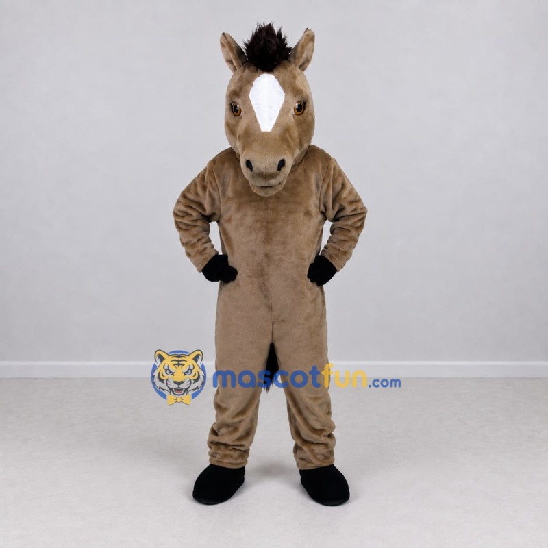 Custom Brown and Black Horse Mascot Costume Adult Full Body Suit for Farm Events