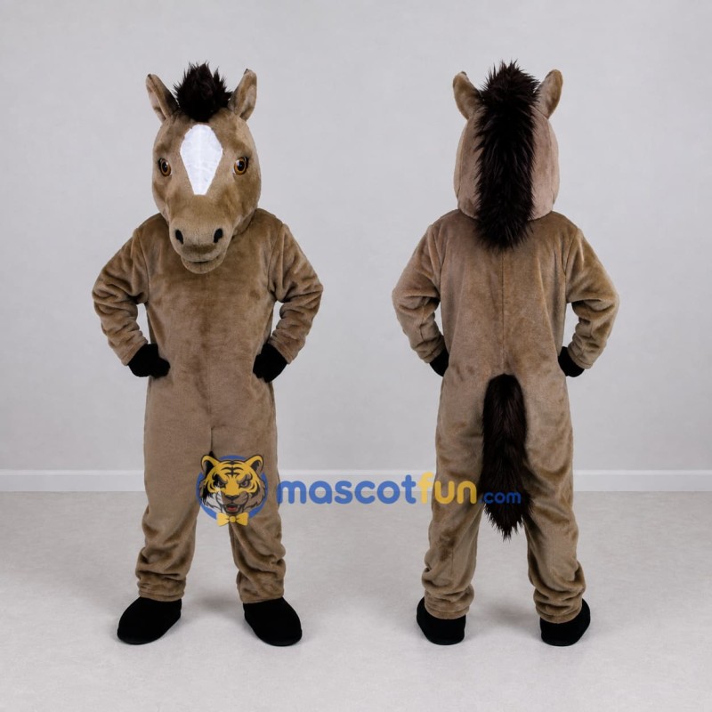 Custom Brown and Black Horse Mascot Costume Adult Full Body Suit for Farm Events