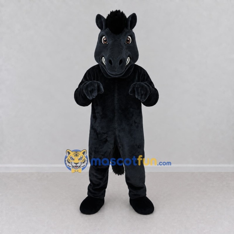 Custom Black Horse Mascot Costume Adult Full Body Suit for Farm Events