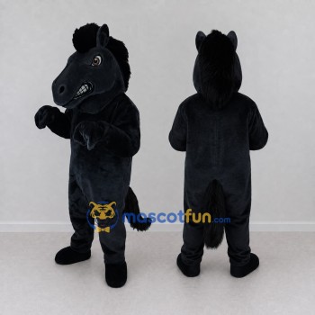 Custom Black Horse Mascot Costume Adult Full Body Suit for Farm Events