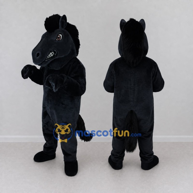 Custom Black Horse Mascot Costume Adult Full Body Suit for Farm Events