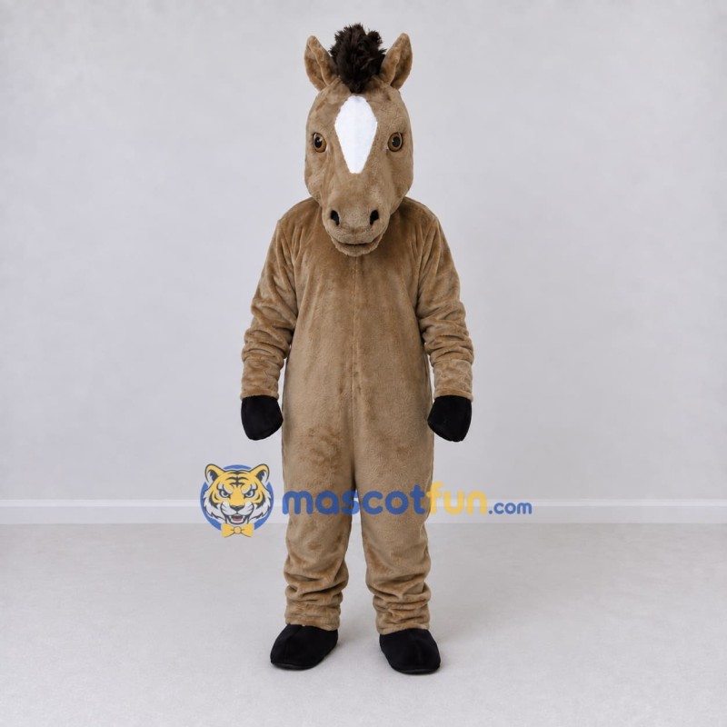 Custom Brown and Black Horse Mascot Costume Adult Full Body Suit for Farm Events