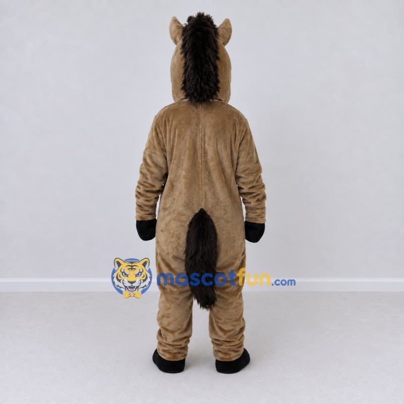 Custom Brown and Black Horse Mascot Costume Adult Full Body Suit for Farm Events