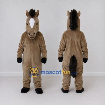 Custom Brown and Black Horse Mascot Costume Adult Full Body Suit for Farm Events