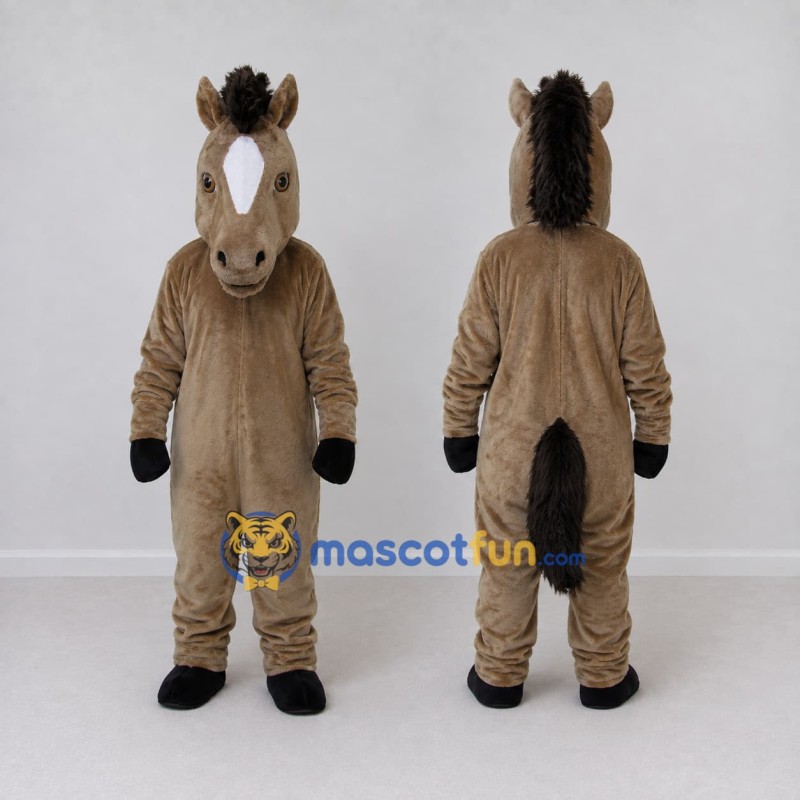 Custom Brown and Black Horse Mascot Costume Adult Full Body Suit for Farm Events